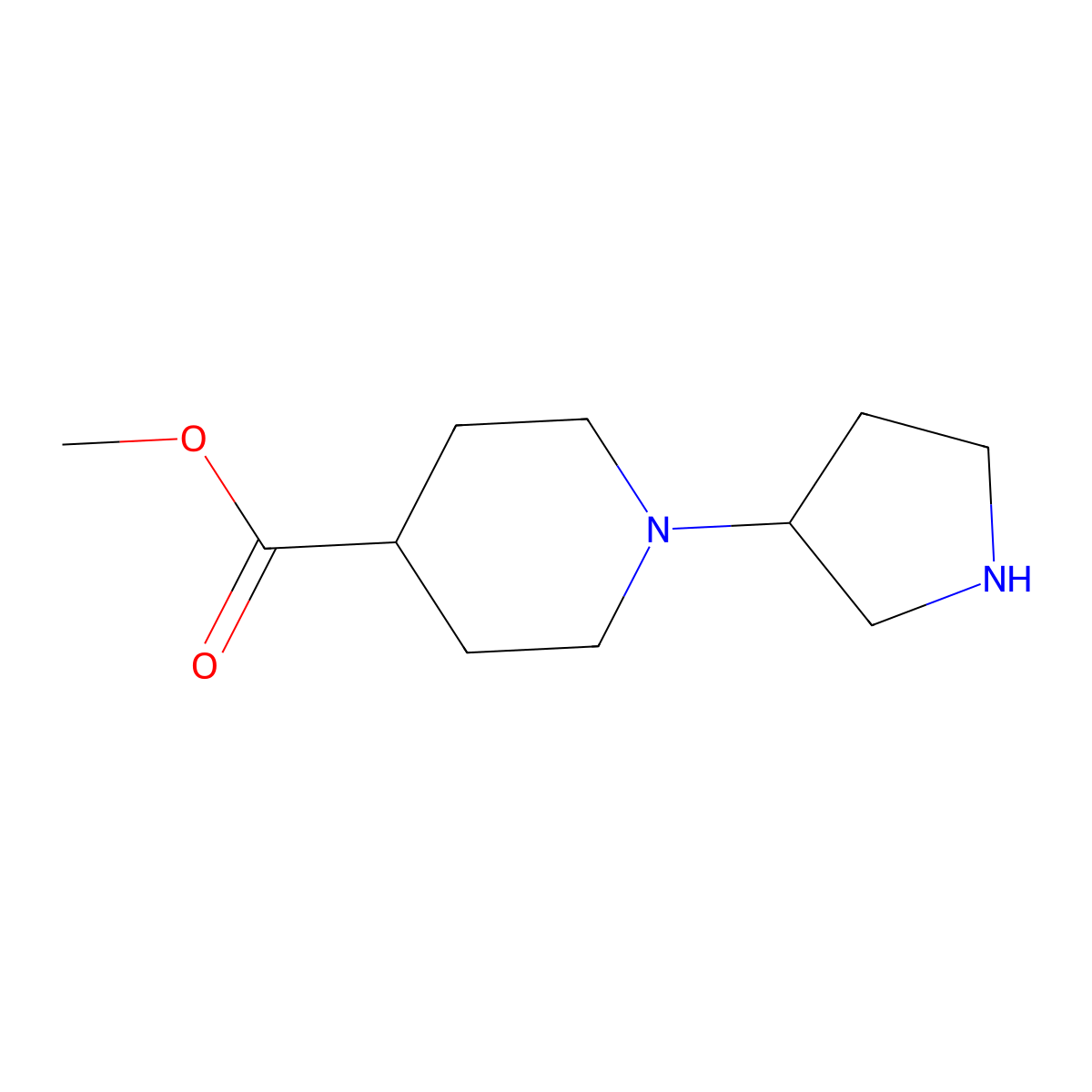 Methyl 1-(pyrrolidin-3-yl)piperidine-4-carboxylate molecular structure, CAS 1782784-04-6
