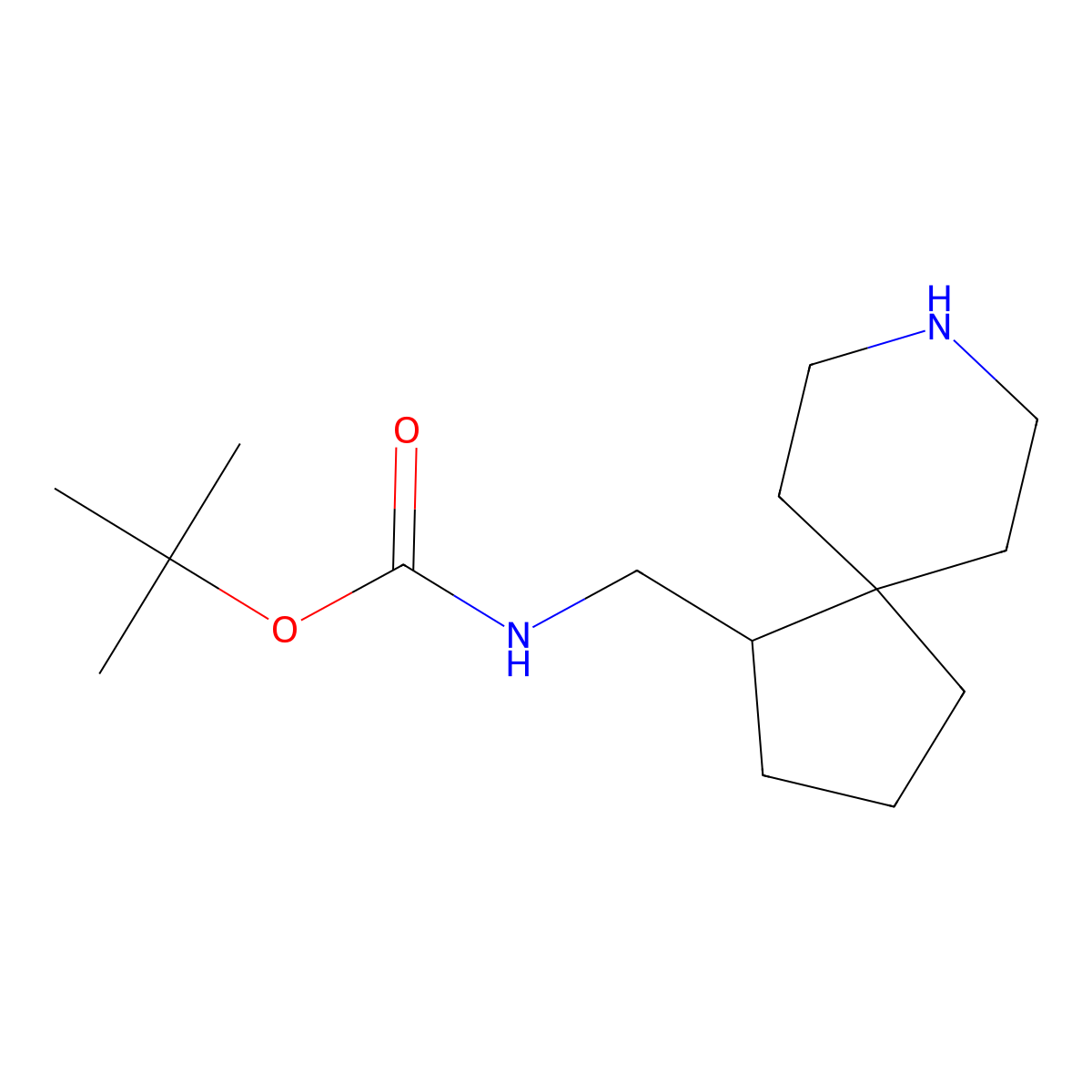 tert-butyl N-((8-azaspiro(4.5)decan-1-yl)methyl)carbamate molecular structure, CAS 1782785-66-3