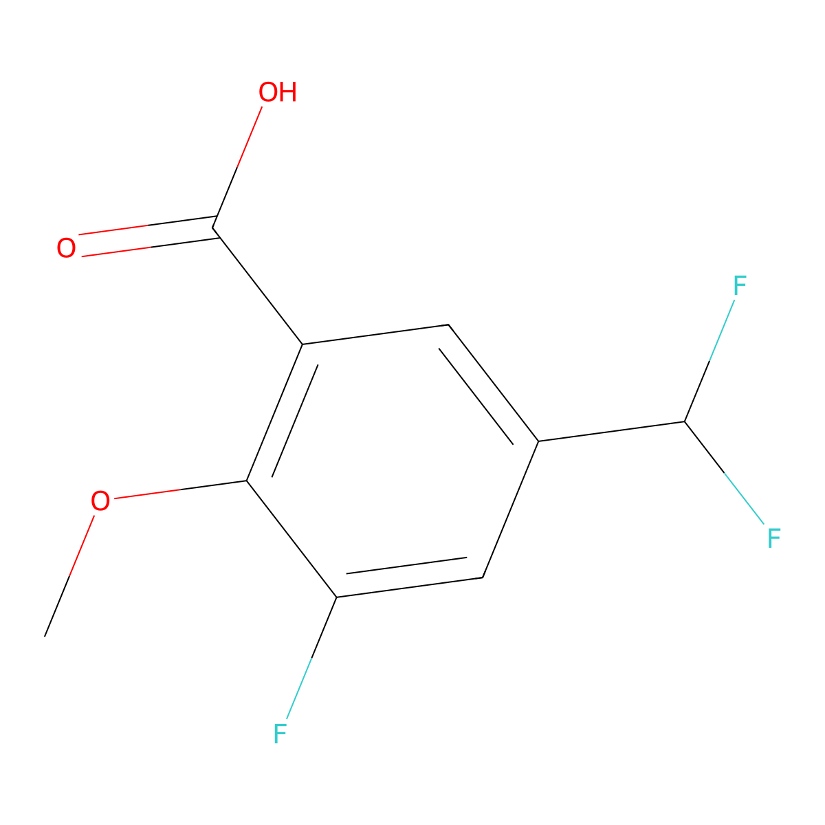 5-(Difluoromethyl)-3-fluoro-2-methoxybenzoic acid molecular structure, CAS 1782788-43-5