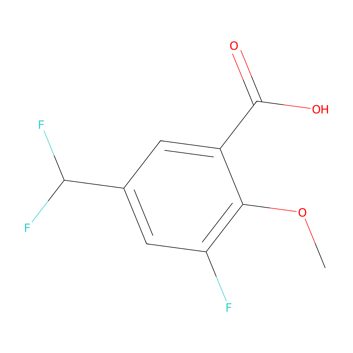 5-(Difluoromethyl)-3-fluoro-2-methoxybenzoic acid molecular structure, CAS 1782788-43-5