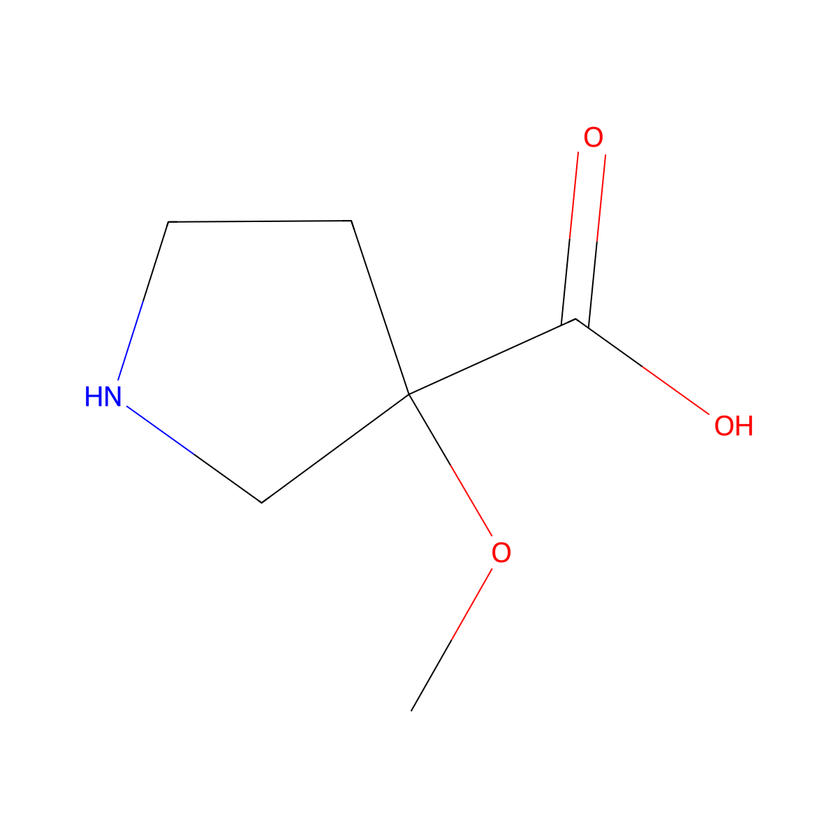 3-Methoxypyrrolidine-3-carboxylic acid molecular structure, CAS 1782791-04-1
