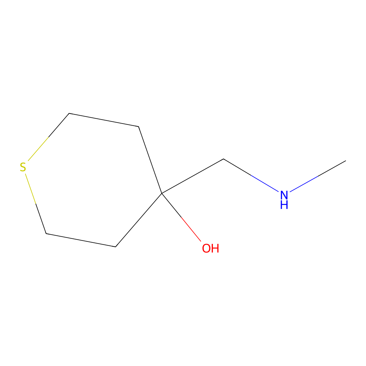 4-[(Methylamino)methyl]thian-4-ol molecular structure, CAS 1782792-72-6