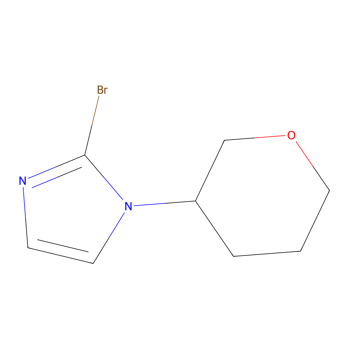 2-bromo-1-(tetrahydro-2H-pyran-3-yl)-1H-imidazole molecular structure, CAS 1782792-98-6