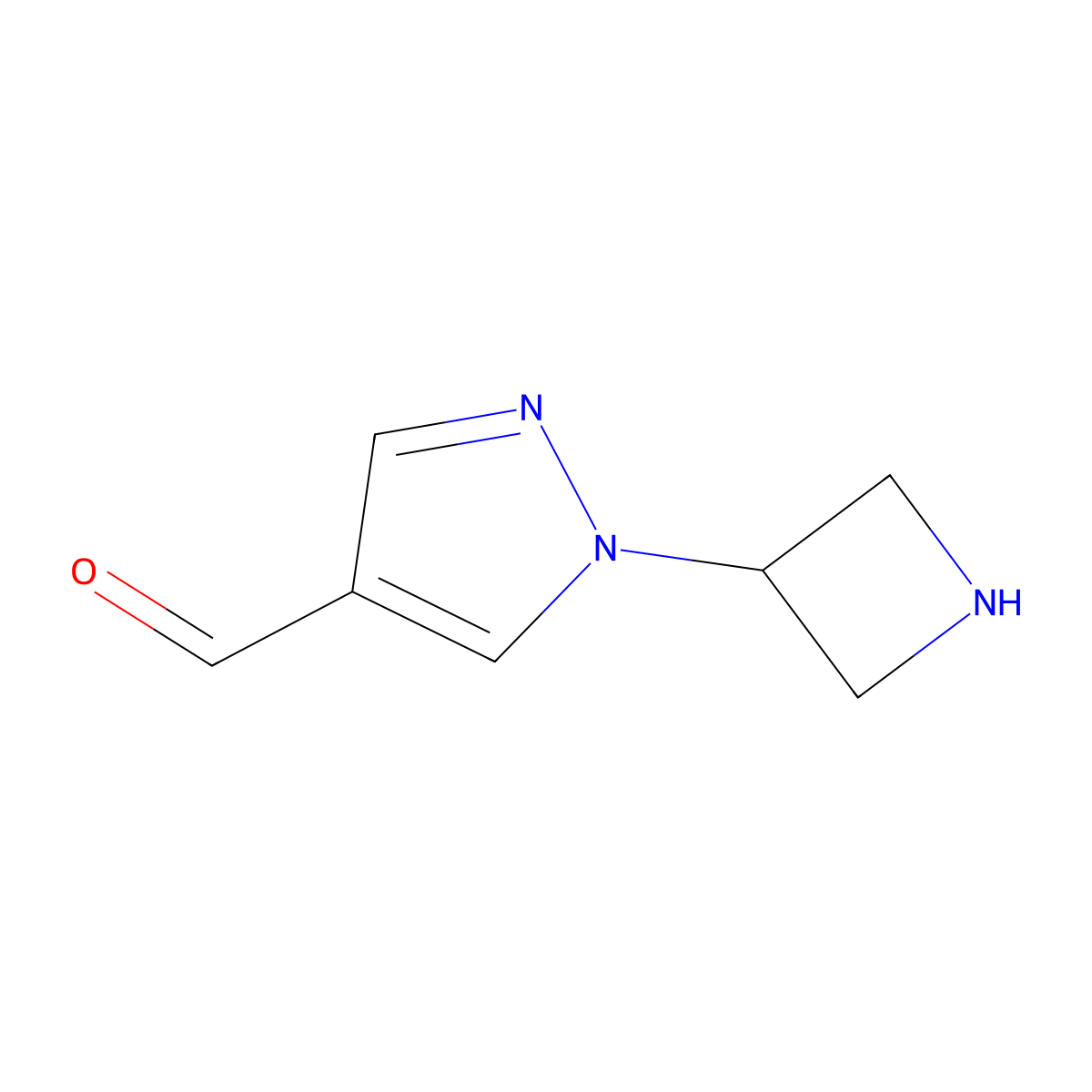 1-(azetidin-3-yl)-1H-pyrazole-4-carbaldehyde molecular structure, CAS 1782796-75-1