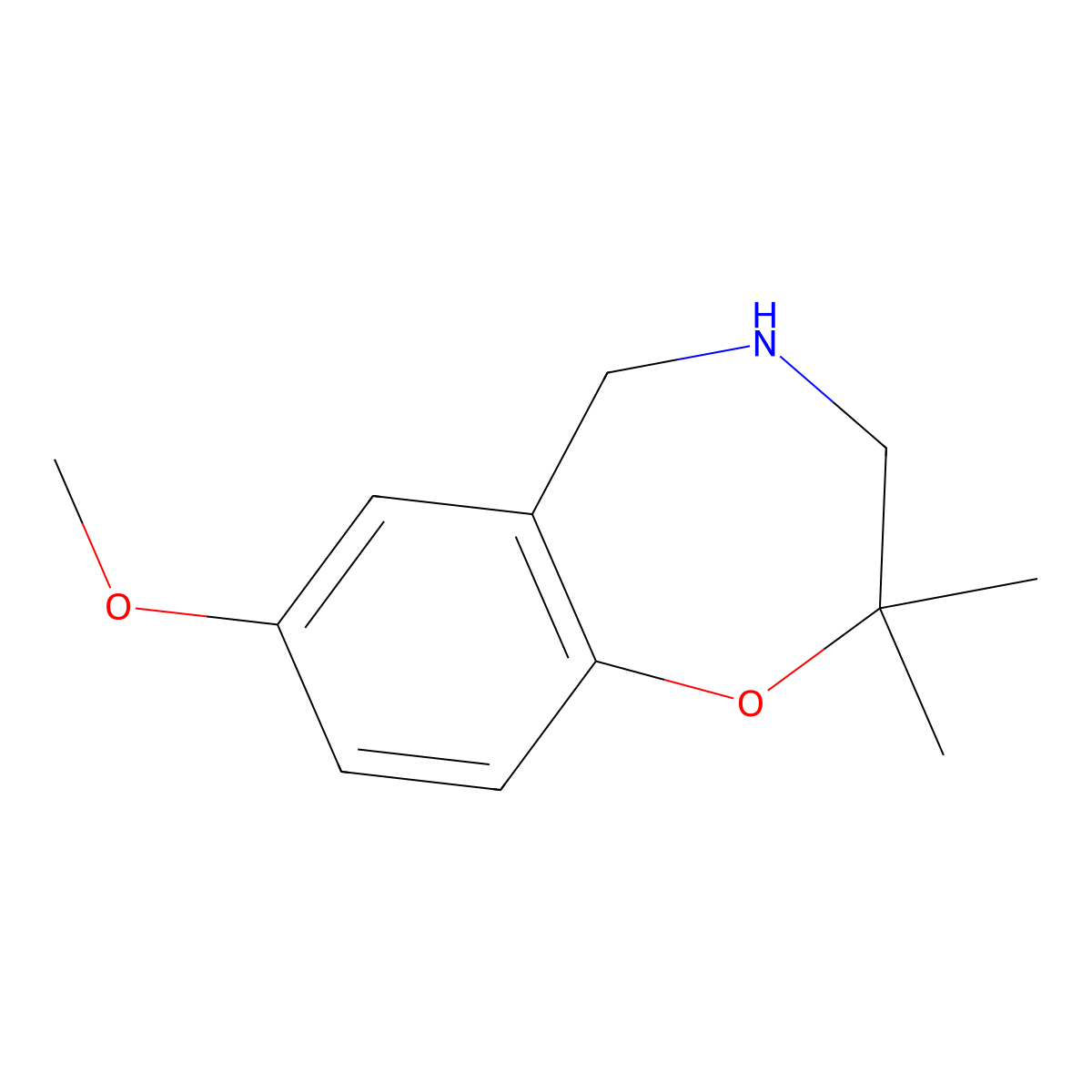 7-Methoxy-2,2-dimethyl-2,3,4,5-tetrahydro-1,4-benzoxazepine molecular structure, CAS 1782803-30-8