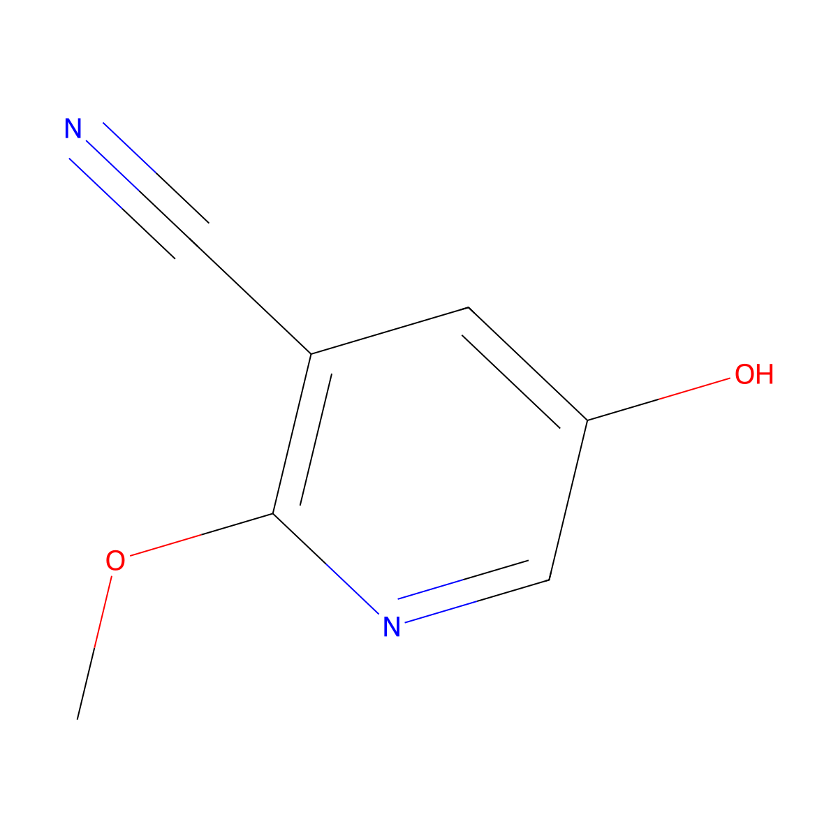 5-Hydroxy-2-methoxynicotinonitrile molecular structure, CAS 1782806-17-0