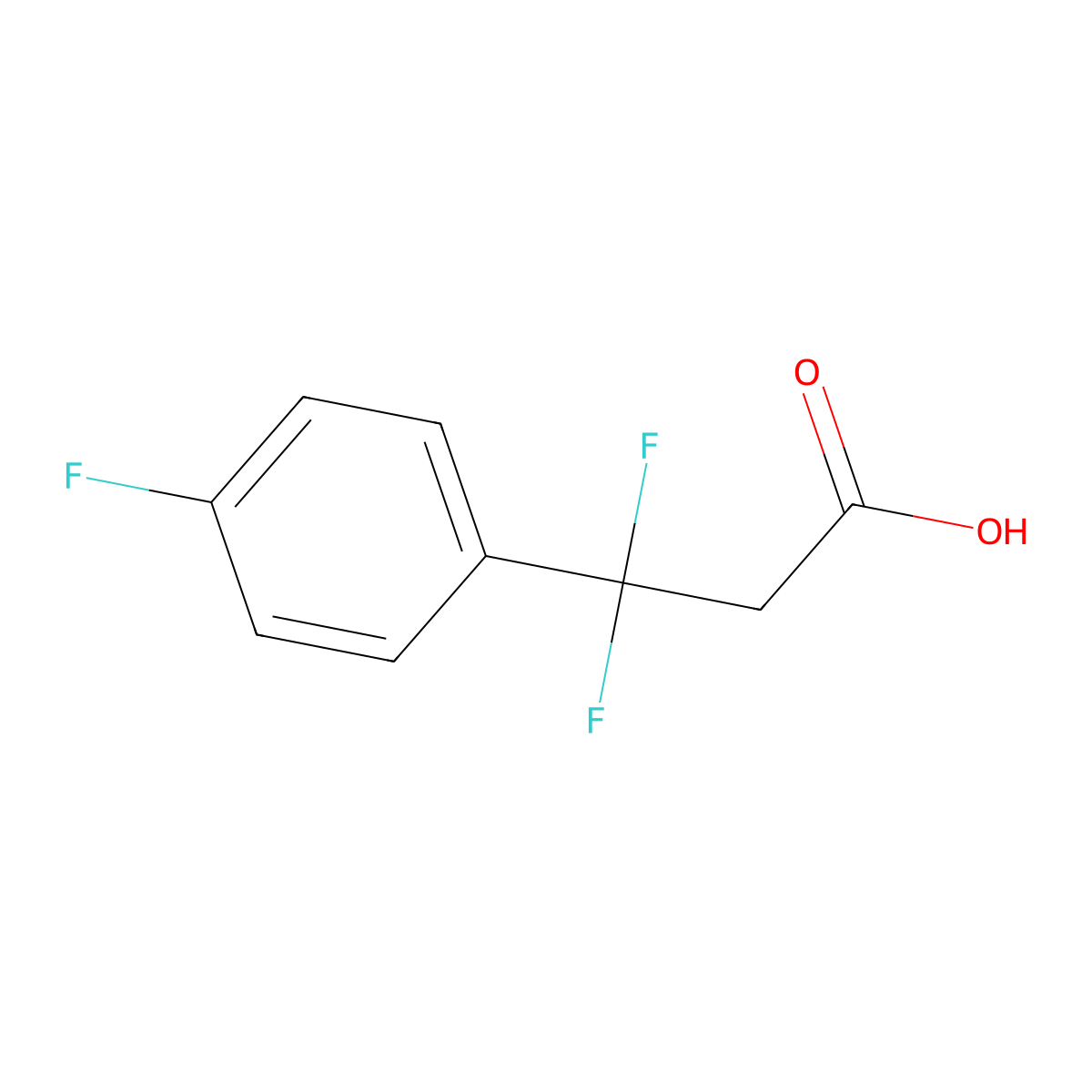 3,3-Difluoro-3-(4-fluoro-phenyl)-propionic acid molecular structure, CAS 1782807-58-2
