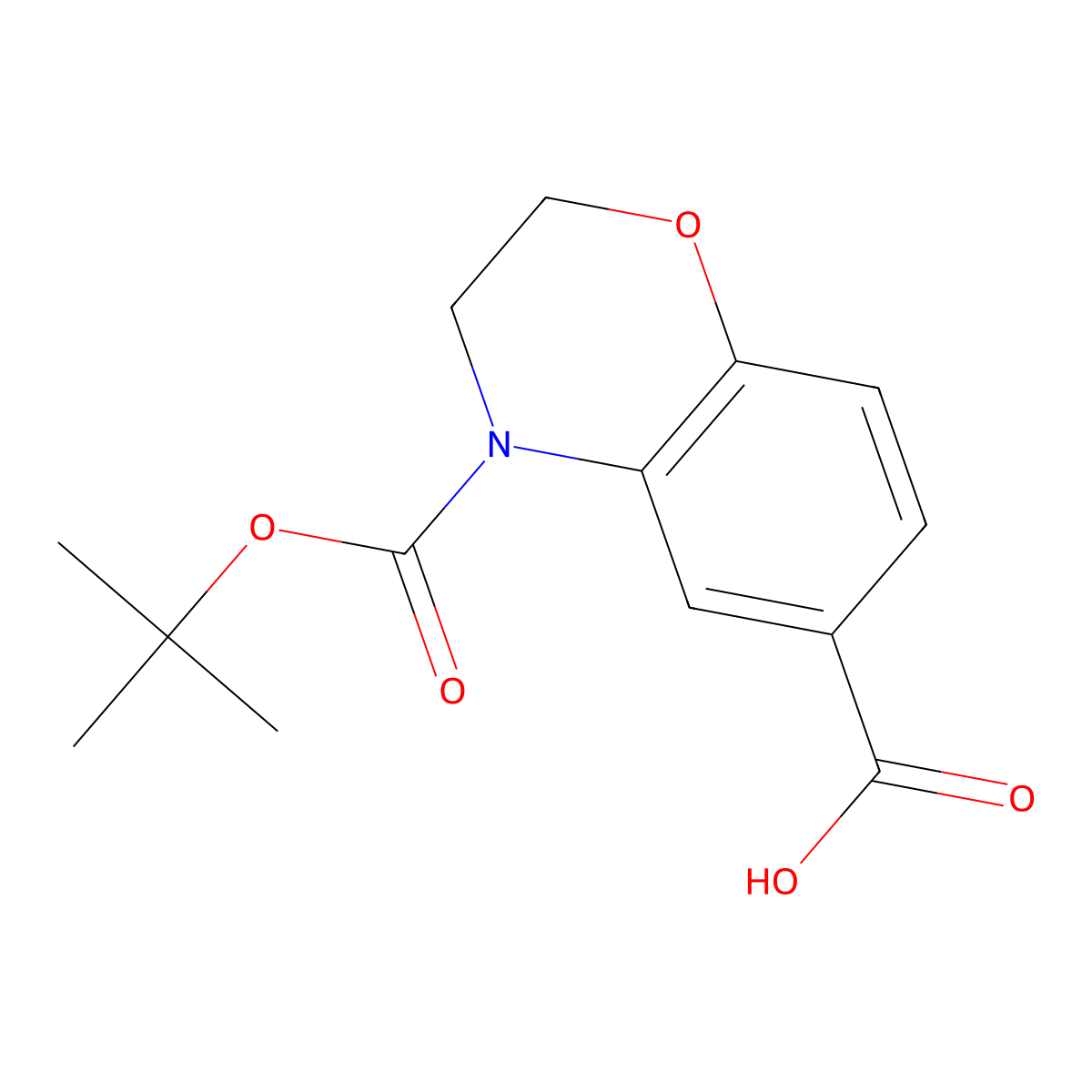 4-[(tert-butoxy)carbonyl]-3,4-dihydro-2H-1,4-benzoxazine-6-carboxylic acid molecular structure, CAS 1782814-10-1
