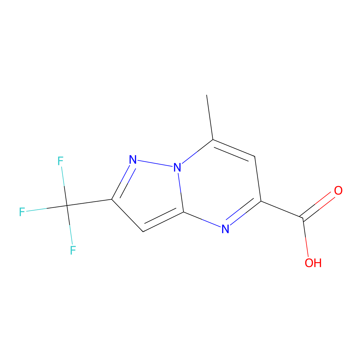 7-Methyl-2-(trifluoromethyl)pyrazolo(1,5-a)pyrimidine-5-carboxylic acid molecular structure, CAS 1782824-90-1
