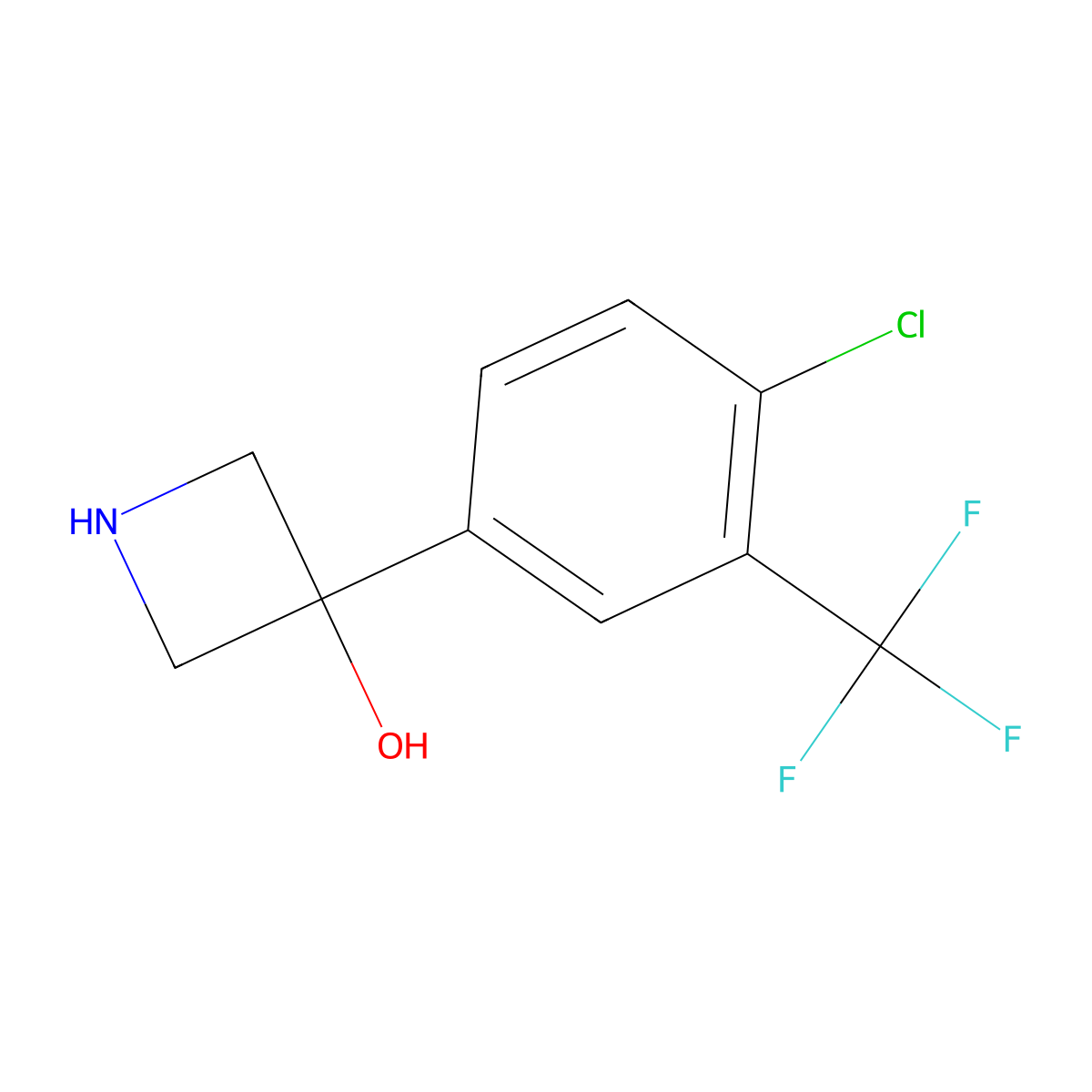 3-[4-Chloro-3-(trifluoromethyl)phenyl]azetidin-3-ol molecular structure, CAS 1782831-82-6