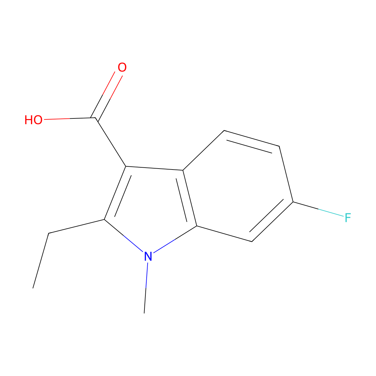 2-Ethyl-6-fluoro-1-methyl-1H-indole-3-carboxylic acid molecular structure, CAS 1782835-72-6