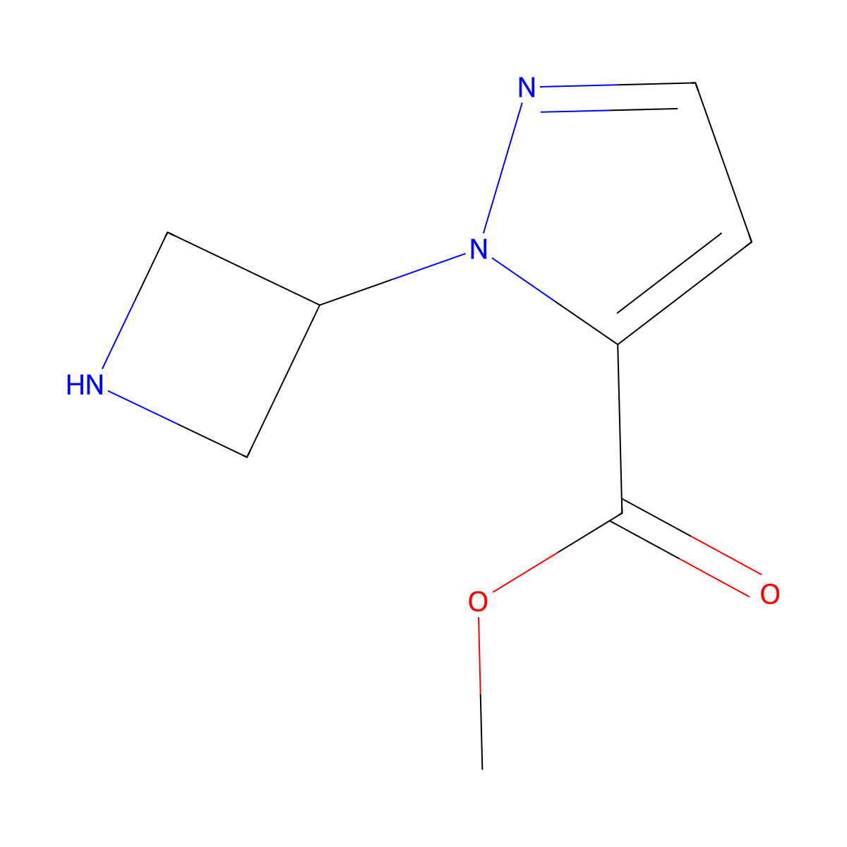 methyl 1-(azetidin-3-yl)-1H-pyrazole-5-carboxylate molecular structure, CAS 1782838-65-6