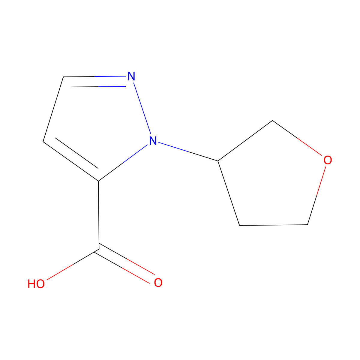 1-(Oxolan-3-yl)-1h-pyrazole-5-carboxylic acid molecular structure, CAS 1782839-22-8