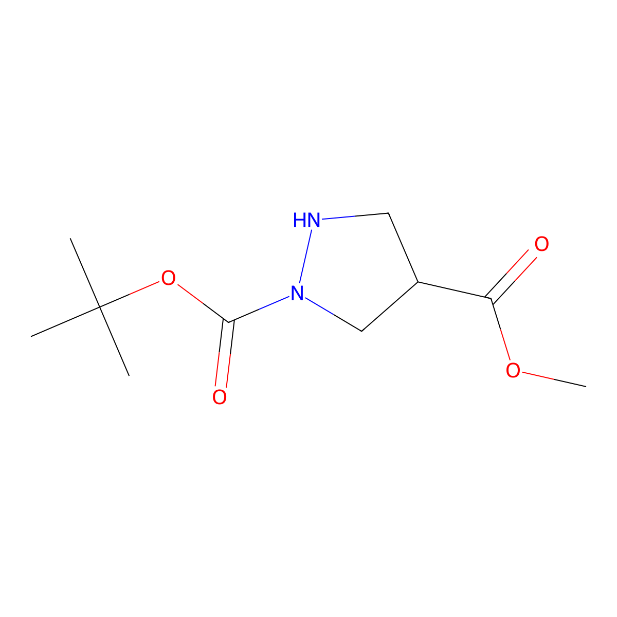 1-Tert-butyl 4-methyl pyrazolidine-1,4-dicarboxylate molecular structure, CAS 1782852-04-3