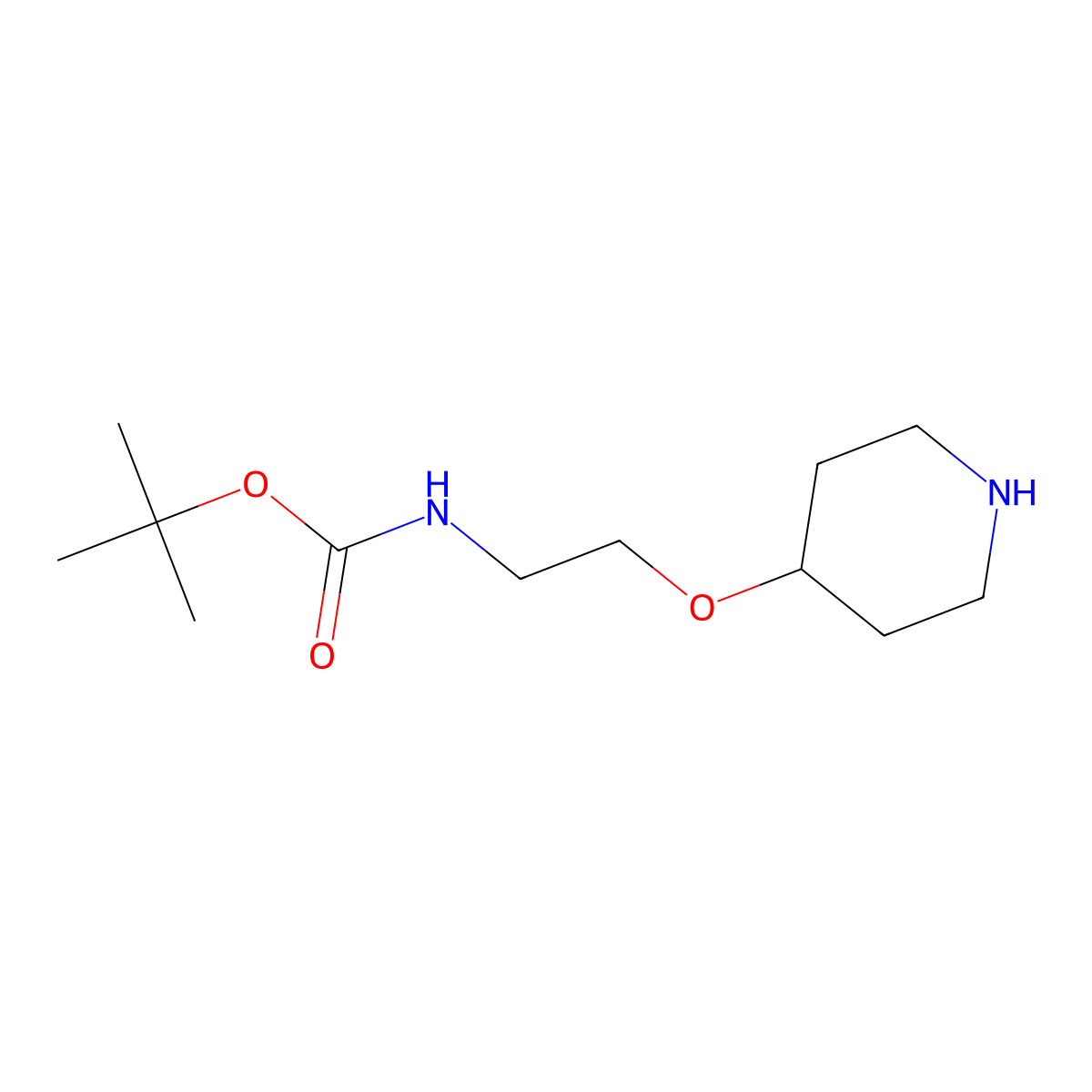 tert-butyl N-[2-(piperidin-4-yloxy)ethyl]carbamate molecular structure, CAS 1782853-64-8