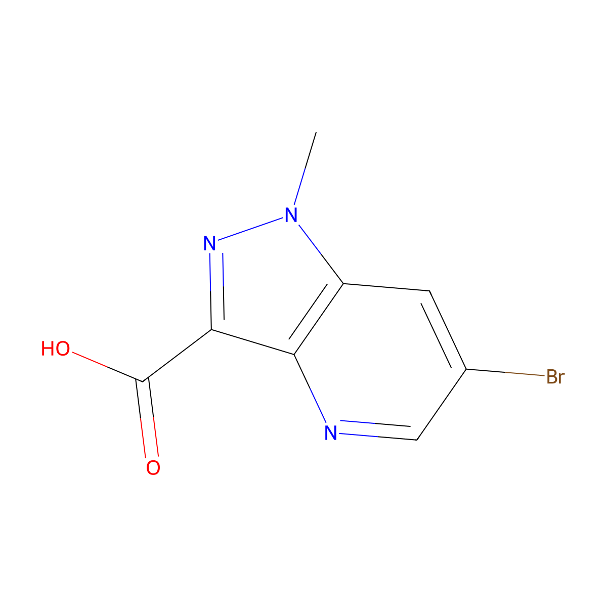 6-bromo-1-methyl-1H-pyrazolo[4,3-b]pyridine-3-carboxylic acid molecular structure, CAS 1782857-58-2