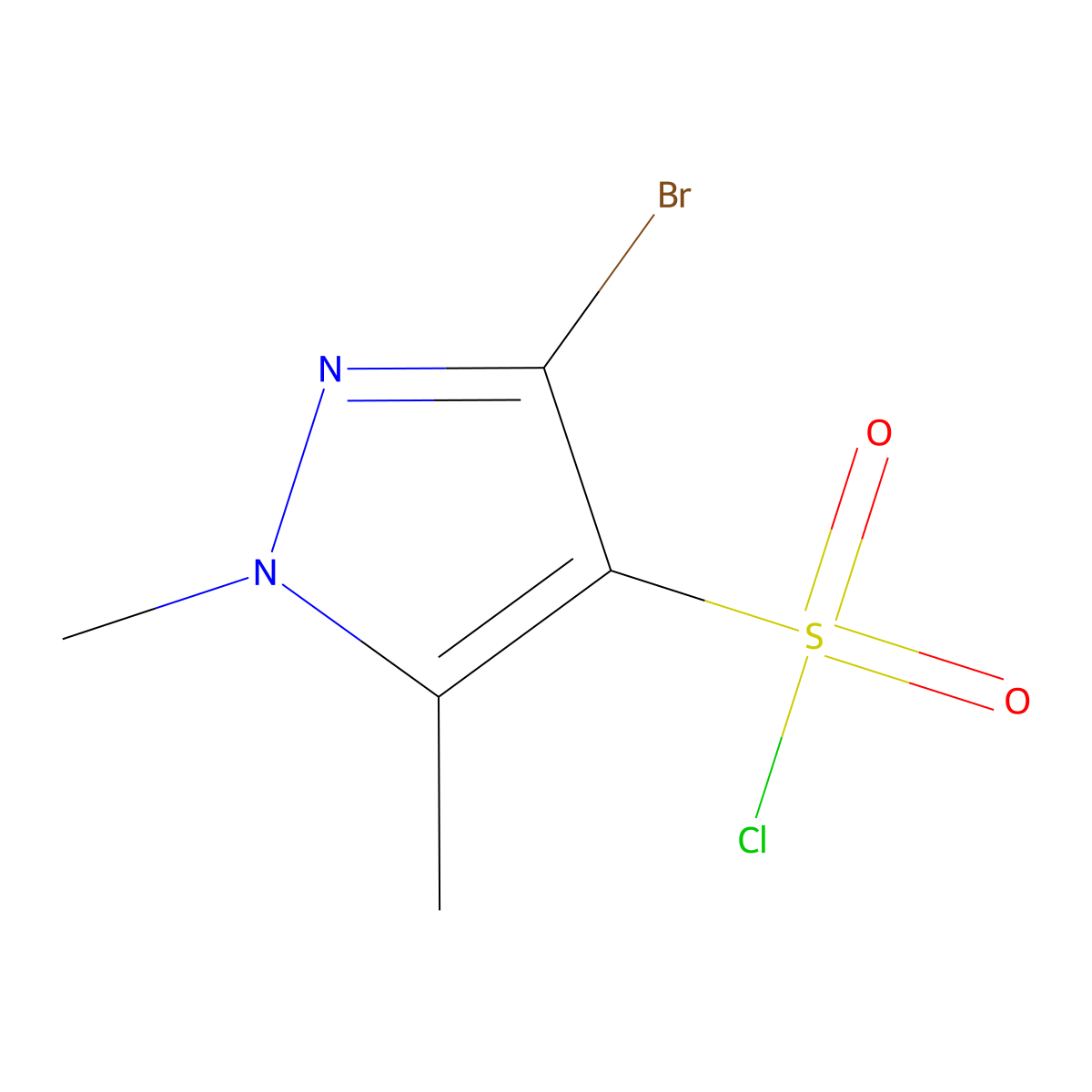 3-bromo-1,5-dimethyl-1H-pyrazole-4-sulfonyl chloride molecular structure, CAS 1782858-86-9