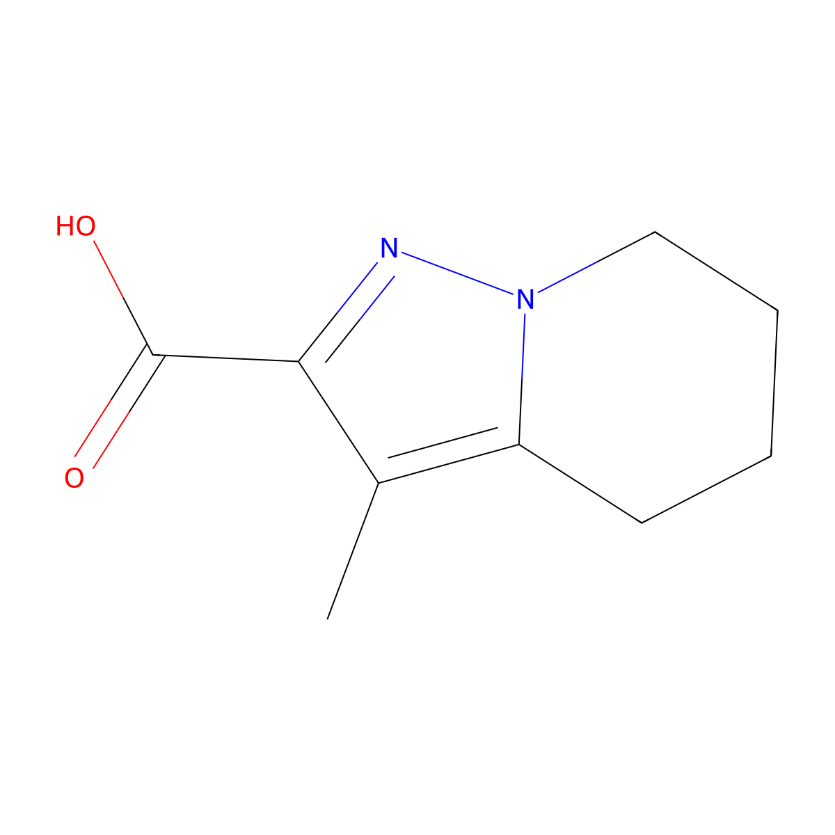 3-methyl-4H,5H,6H,7H-pyrazolo(1,5-a)pyridine-2-carboxylic acid molecular structure, CAS 1782861-35-1