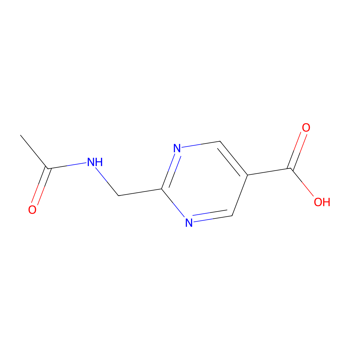 2-(Acetamidomethyl)pyrimidine-5-carboxylic acid molecular structure, CAS 1782867-31-5