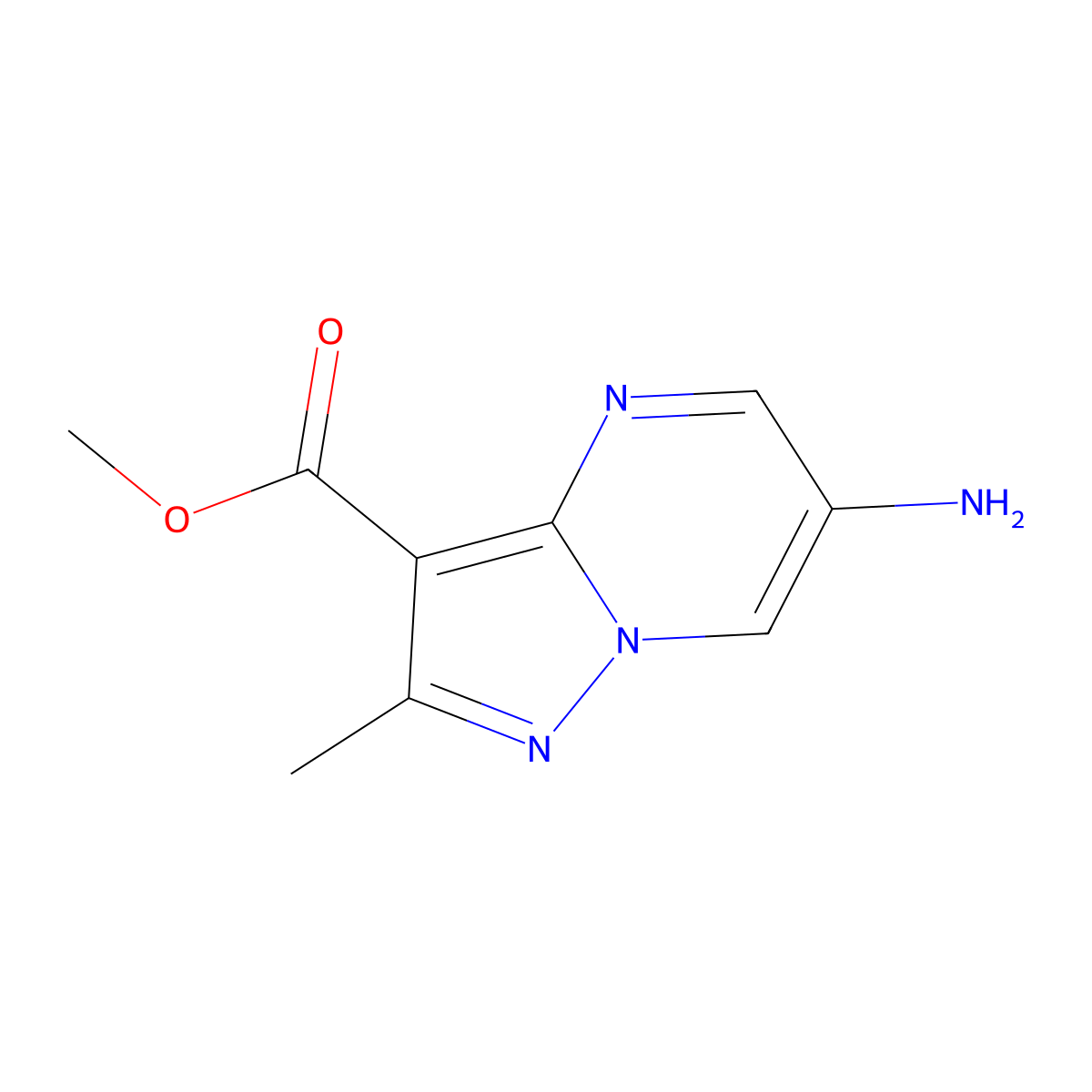 Methyl 6-amino-2-methylpyrazolo[1,5-a]pyrimidine-3-carboxylate molecular structure, CAS 1782867-37-1