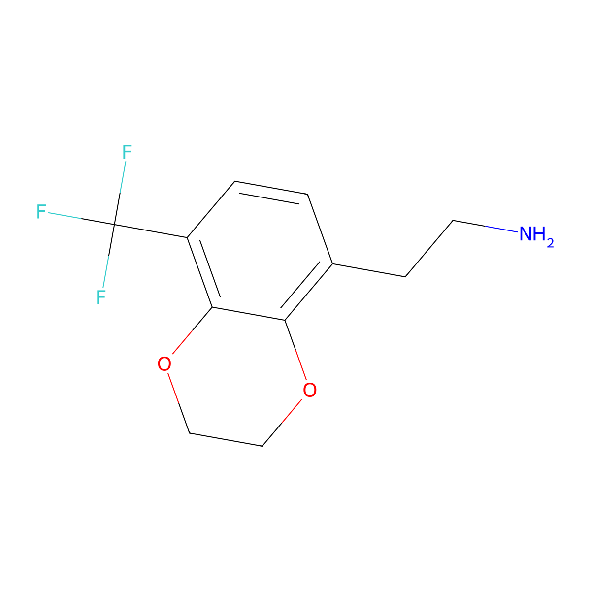 2-[8-(Trifluoromethyl)-2,3-dihydro-1,4-benzodioxin-5-yl]ethan-1-amine molecular structure, CAS 1782893-17-7