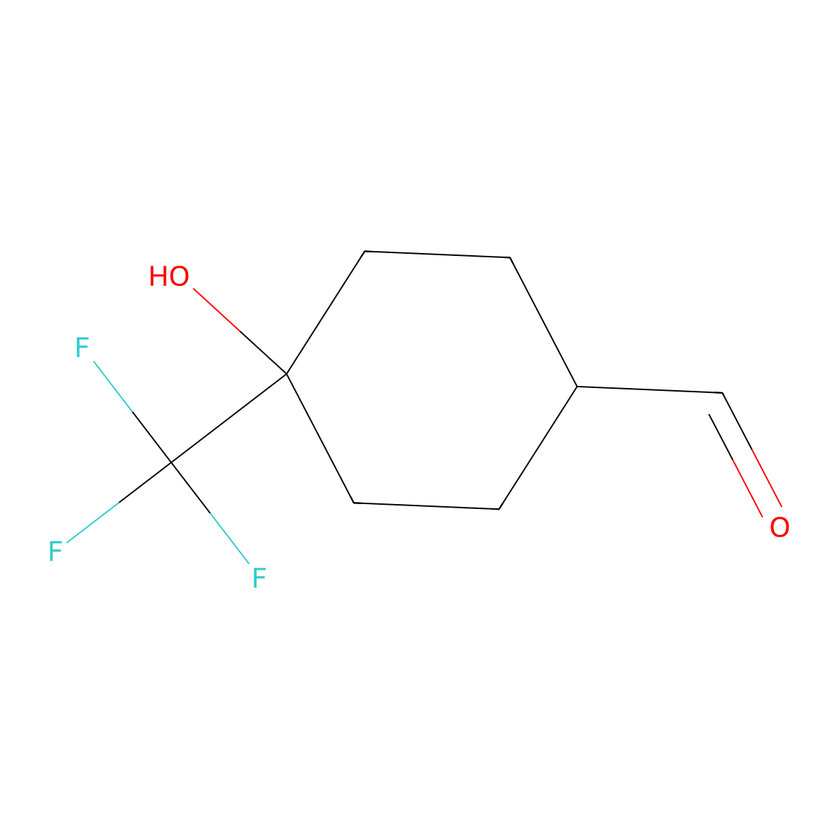 4-Hydroxy-4-(trifluoromethyl)cyclohexane-1-carbaldehyde molecular structure, CAS 1782894-92-1
