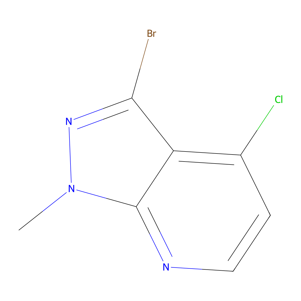 3-bromo-4-chloro-1-methyl-1H-pyrazolo[3,4-b]pyridine molecular structure, CAS 1782895-40-2