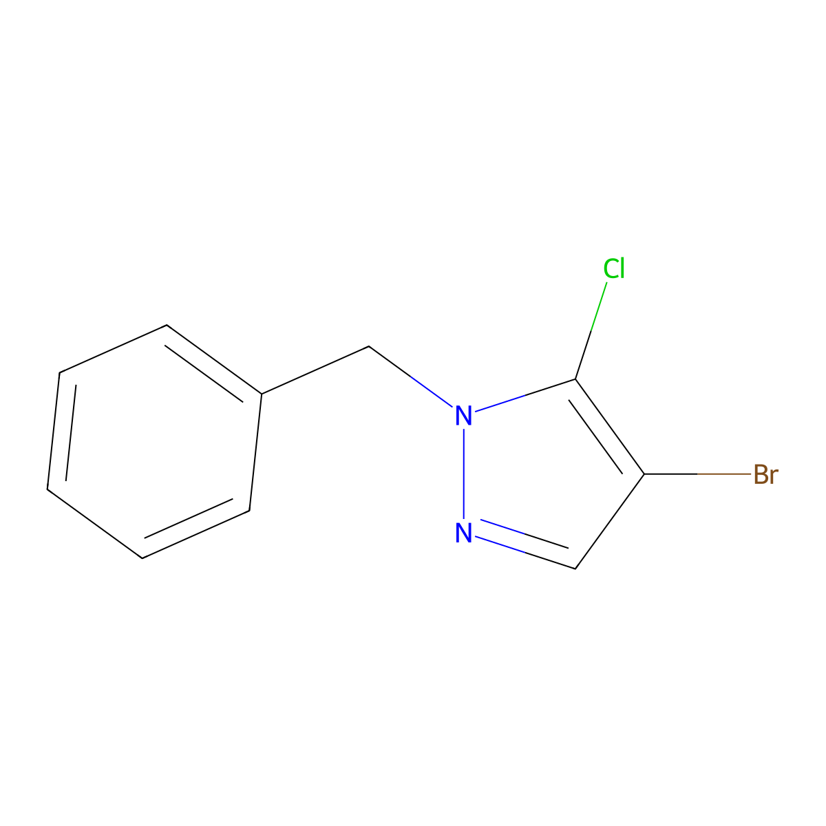 1-Benzyl-4-bromo-5-chloropyrazole molecular structure, CAS 1782897-29-3