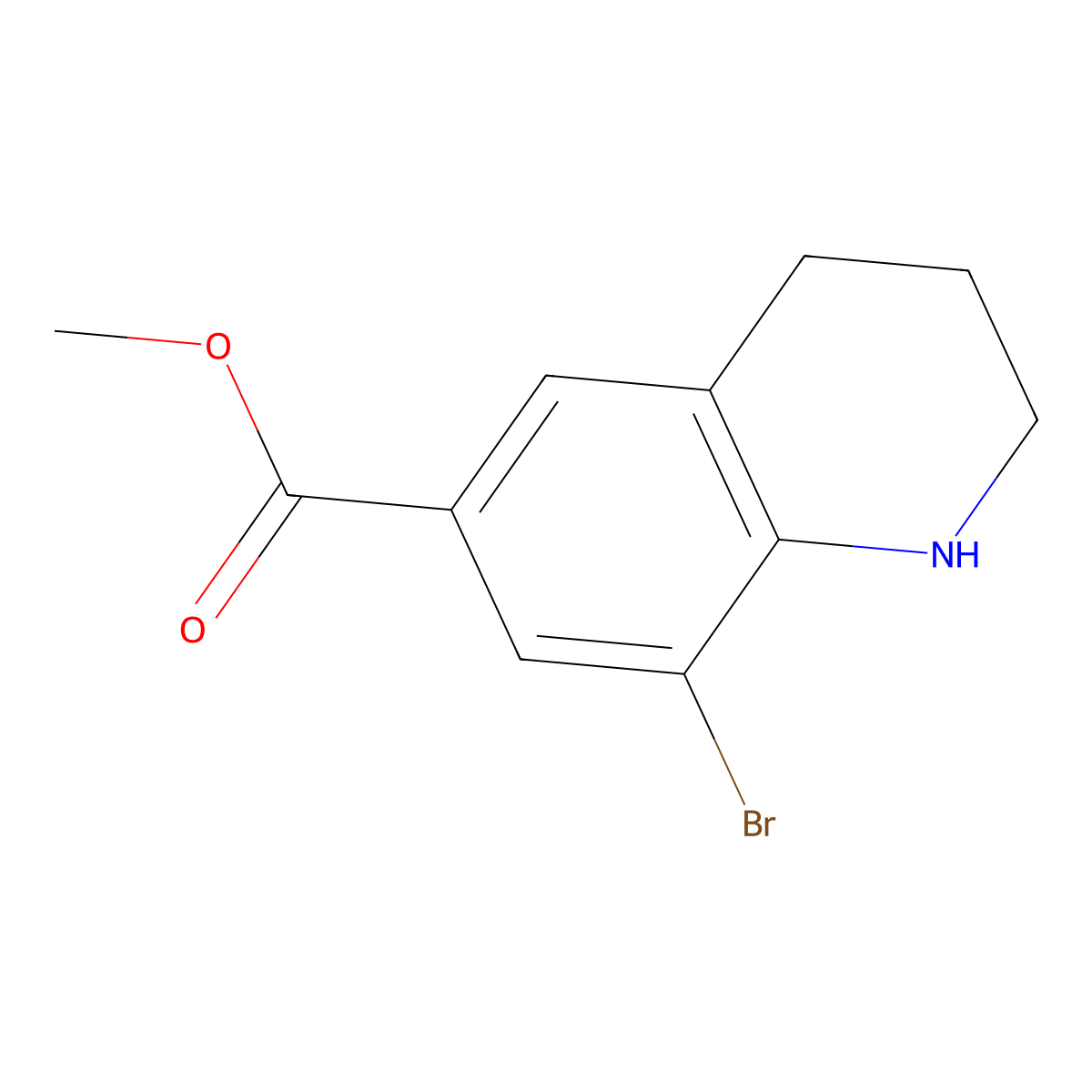 Methyl 8-bromo-1,2,3,4-tetrahydroquinoline-6-carboxylate molecular structure, CAS 1782897-37-3