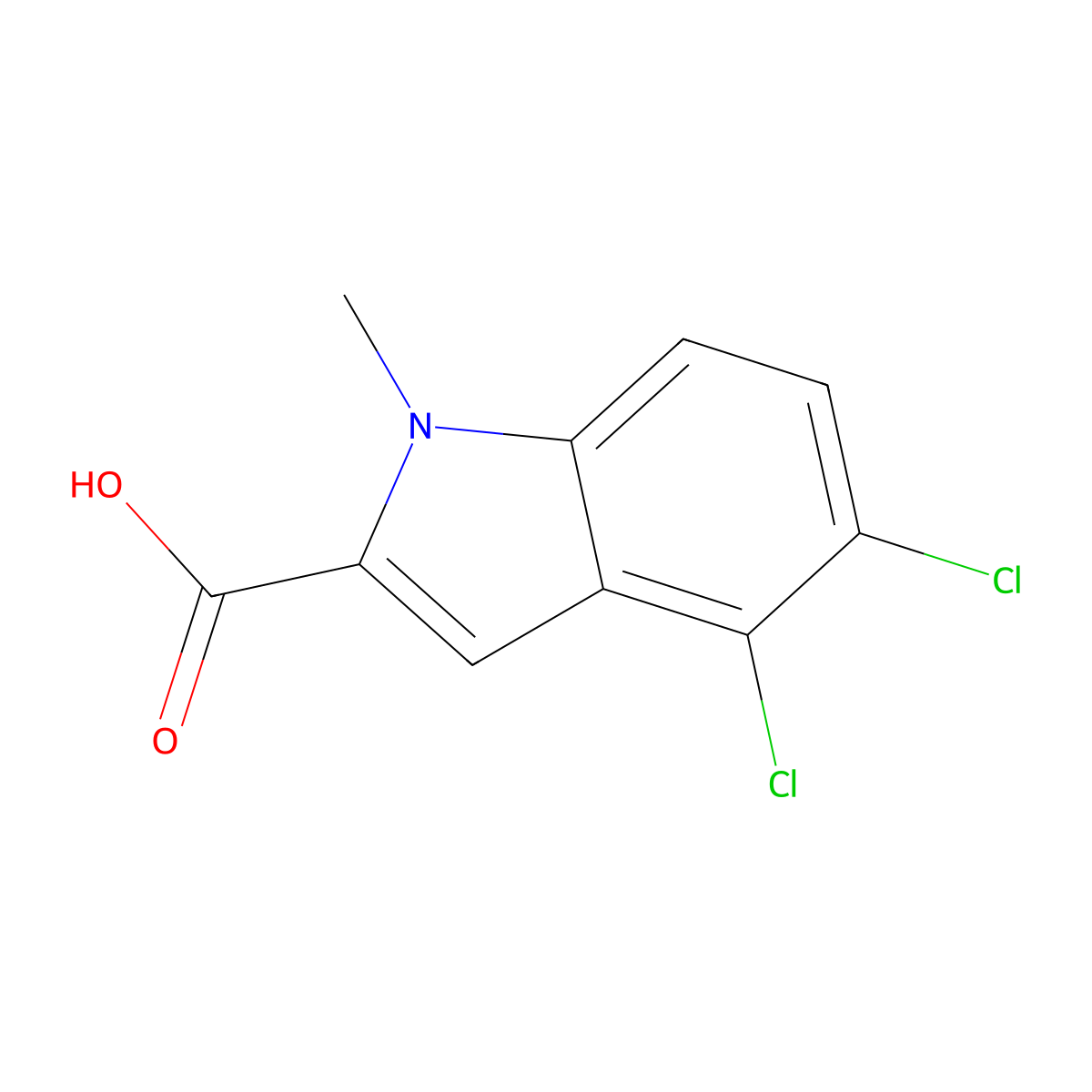 4,5-dichloro-1-methyl-1H-indole-2-carboxylic acid molecular structure, CAS 1782898-58-1