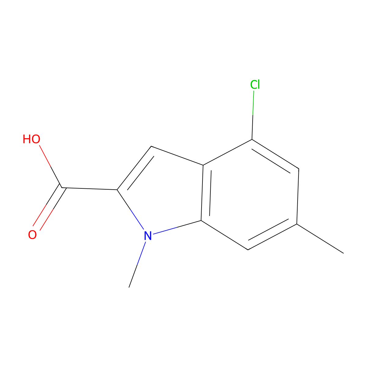 4-Chloro-1,6-dimethyl-1H-indole-2-carboxylic Acid molecular structure, CAS 1782898-86-5