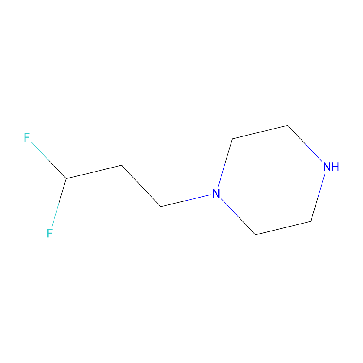 1-(3,3-Difluoropropyl)piperazine molecular structure, CAS 1782902-53-7