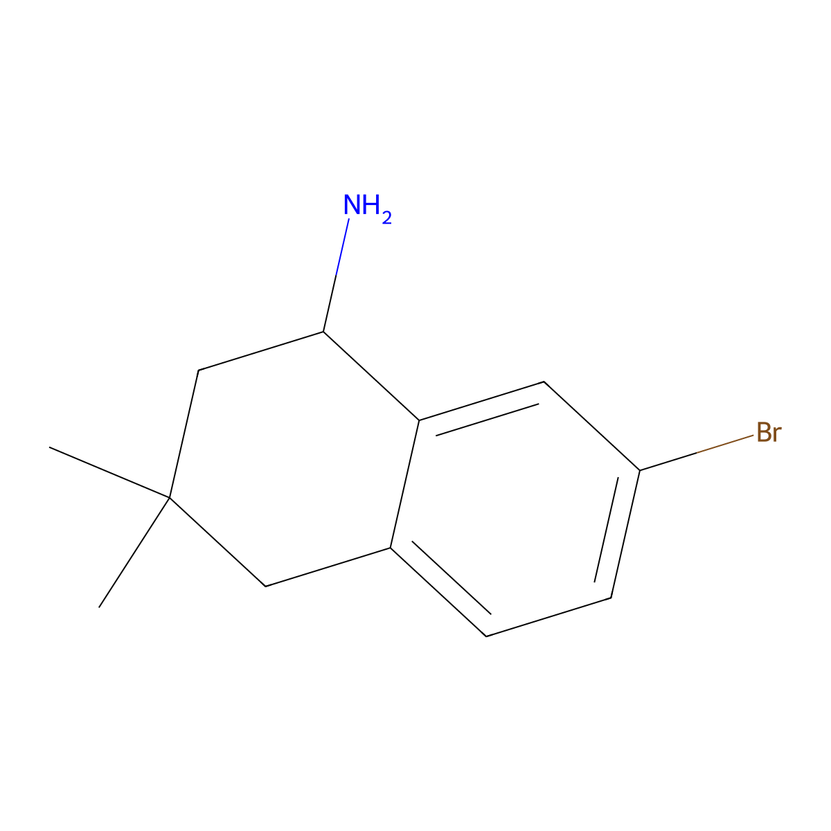 7-Bromo-3,3-dimethyl-1,2,3,4-tetrahydronaphthalen-1-amine molecular structure, CAS 1782902-65-1