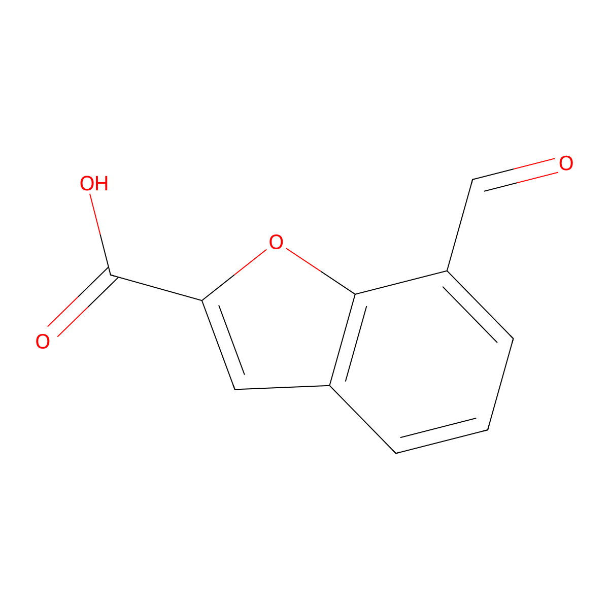 7-Formyl-1-benzofuran-2-carboxylic acid molecular structure, CAS 1782910-29-5