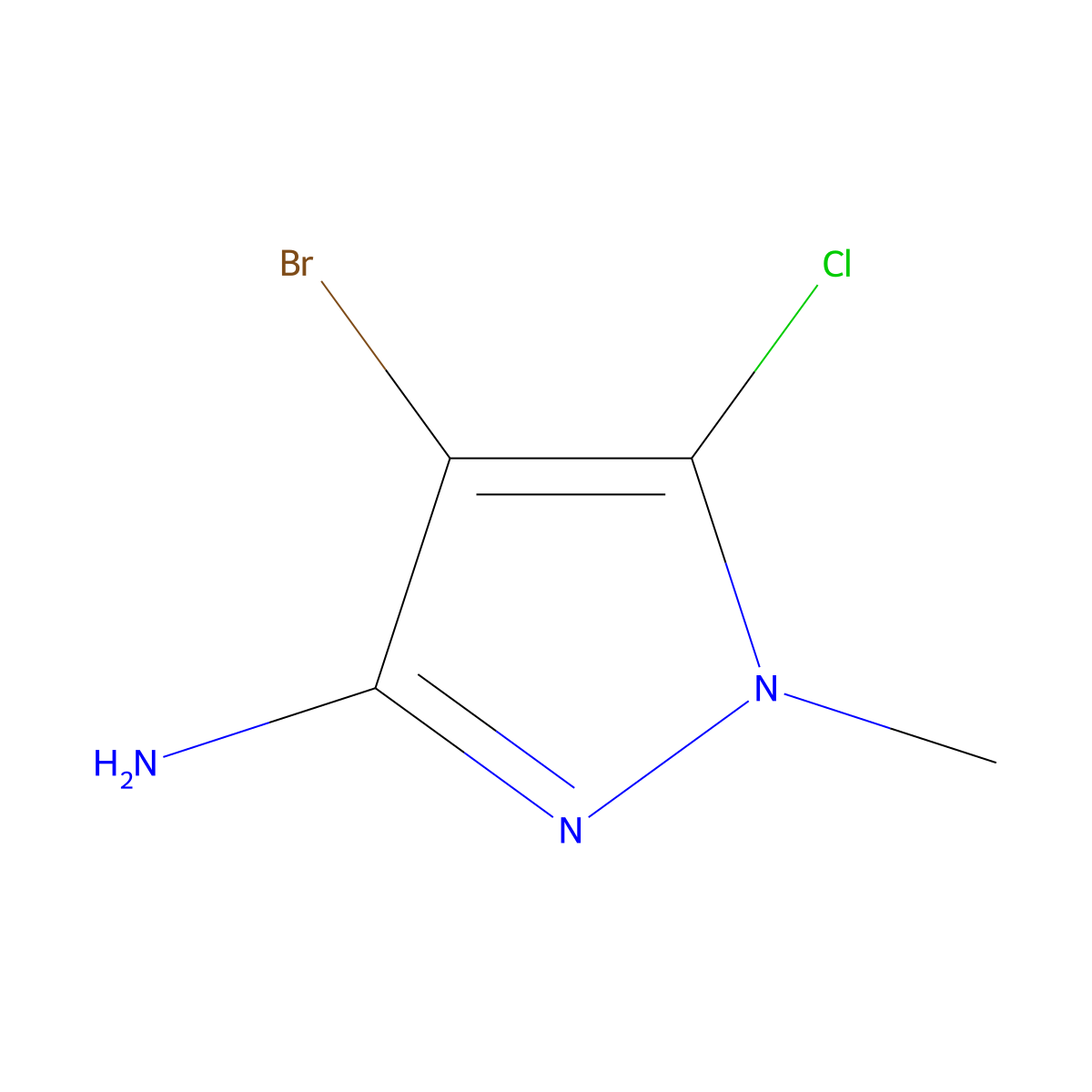 4-bromo-5-chloro-1-methyl-1H-pyrazol-3-amine molecular structure, CAS 1782915-78-9