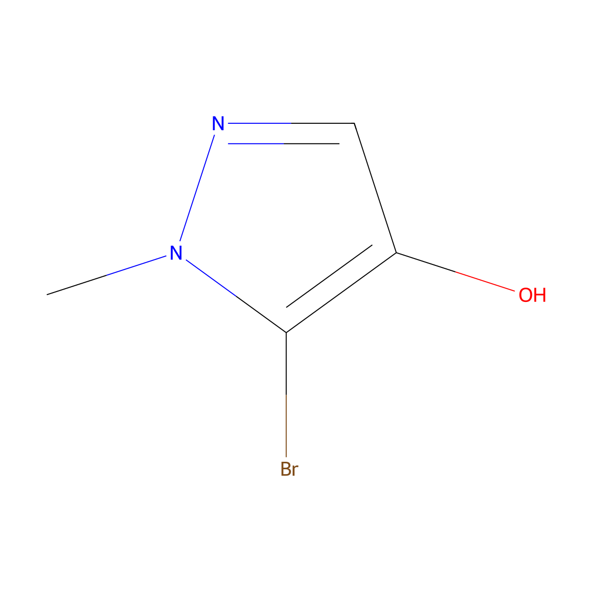 5-bromo-1-methyl-1H-pyrazol-4-ol molecular structure, CAS 1782915-93-8