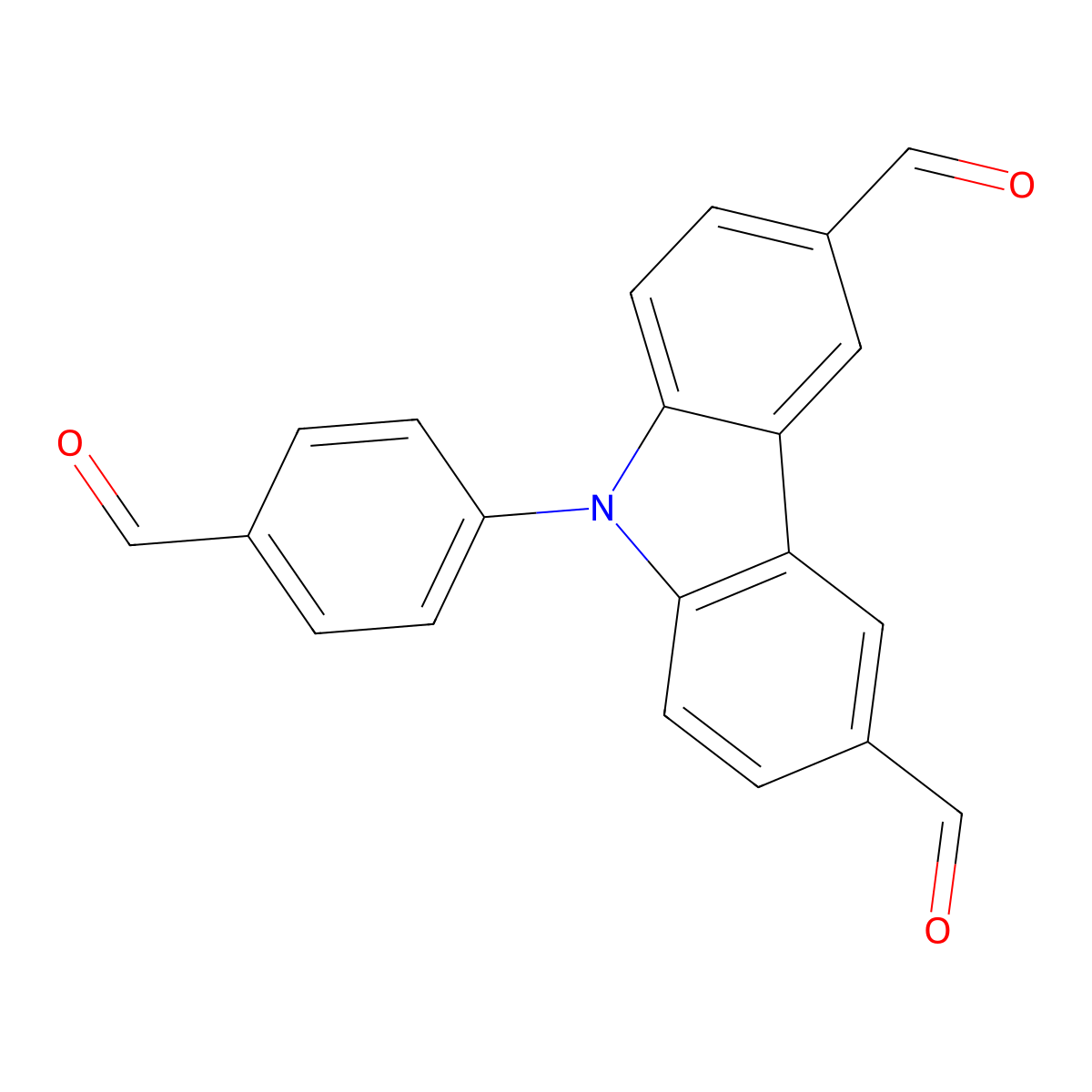 9-(4-Formylphenyl)-9H-carbazole-3,6-dicarbaldehyde molecular structure, CAS 1782957-87-2