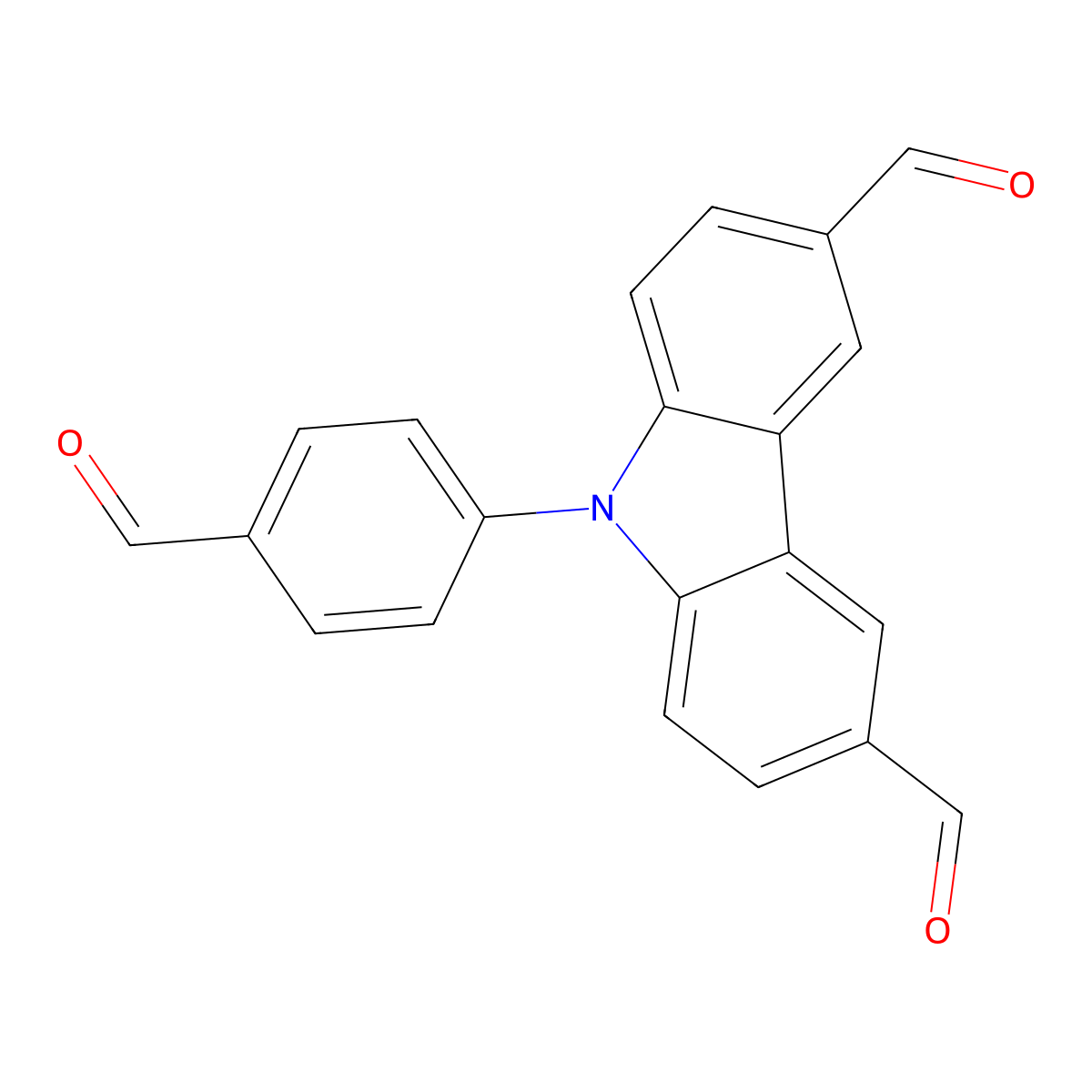 9-(4-Formylphenyl)-9H-carbazole-3,6-dicarbaldehyde molecular structure, CAS 1782957-87-2