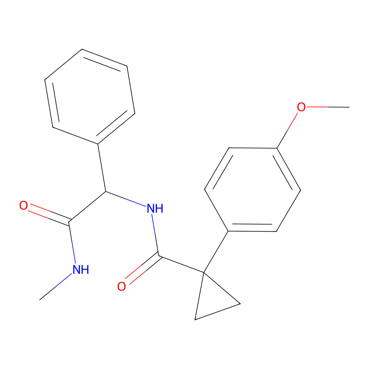 2-{[1-(4-Methoxyphenyl)cyclopropyl]formamido}-N-methyl-2-phenylacetamide molecular structure, CAS 1783027-20-2