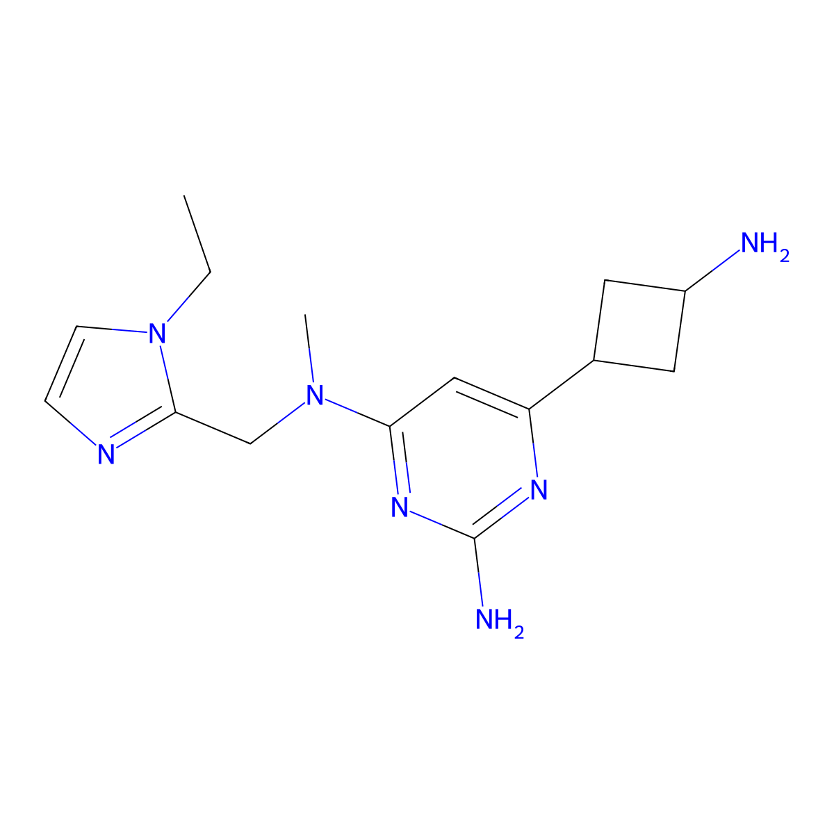 6-(3-Aminocyclobutyl)-N4-((1-ethyl-1H-imidazol-2-yl)methyl)-N4-methylpyrimidine-2,4-diamine molecular structure, CAS 1783036-45-2