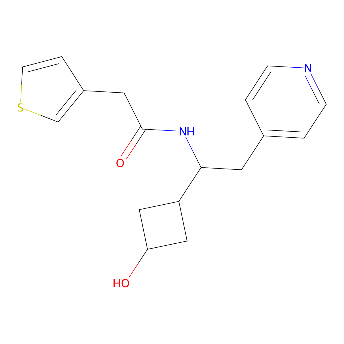 N-[1-(3-hydroxycyclobutyl)-2-pyridin-4-ylethyl]-2-(3-thienyl)acetamide molecular structure, CAS 1783049-03-5