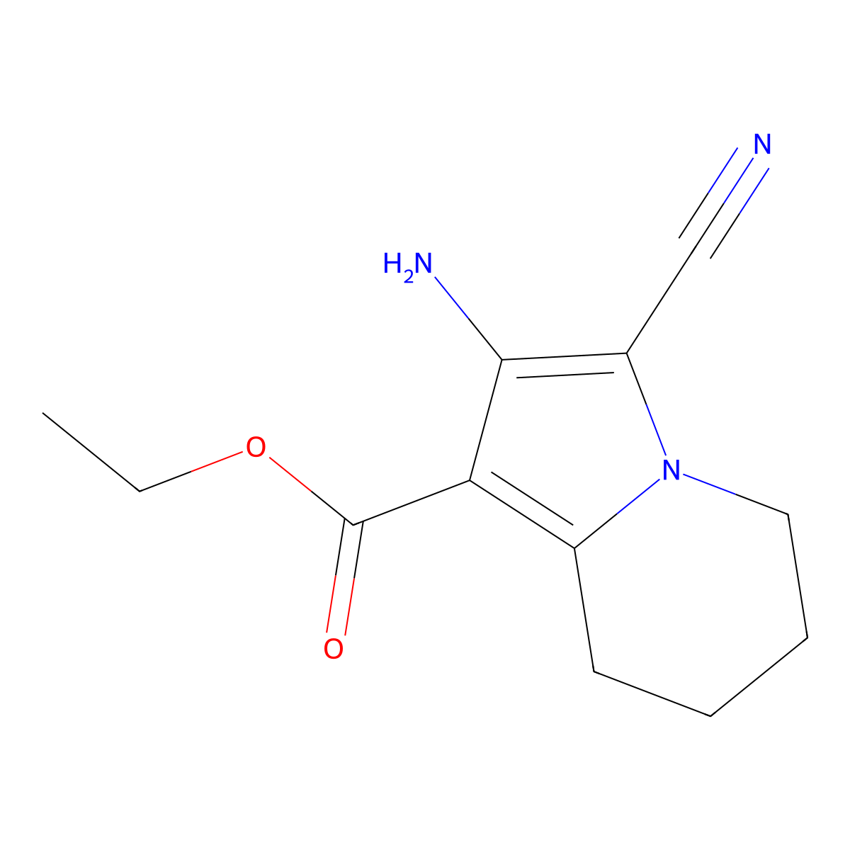 Ethyl 2-amino-3-cyano-5,6,7,8-tetrahydroindolizine-1-carboxylate molecular structure, CAS 178306-95-1