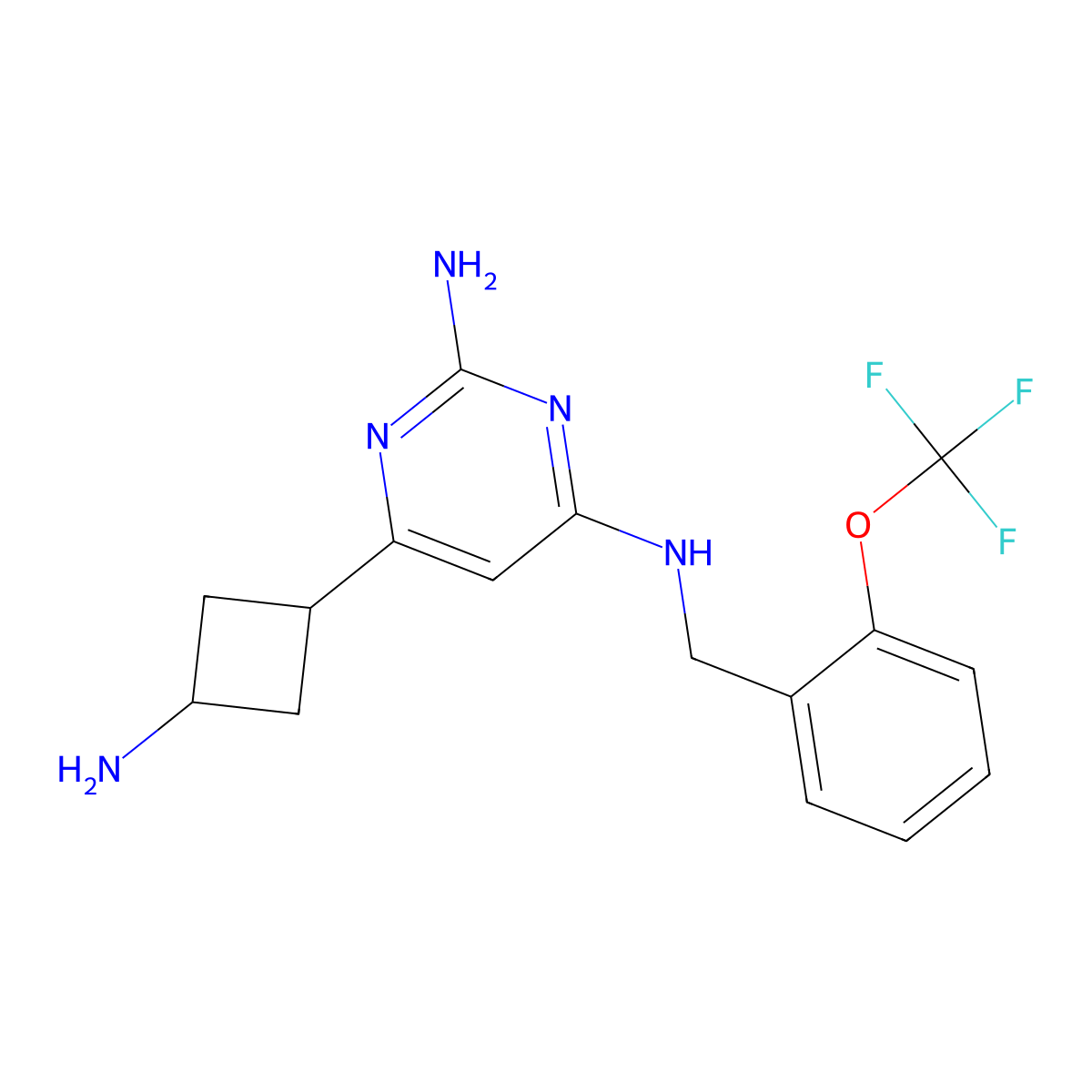 6-(3-aminocyclobutyl)-N~4~-[2-(trifluoromethoxy)benzyl]-2,4-pyrimidinediamine dihydrochloride molecular structure, CAS 1783084-85-4