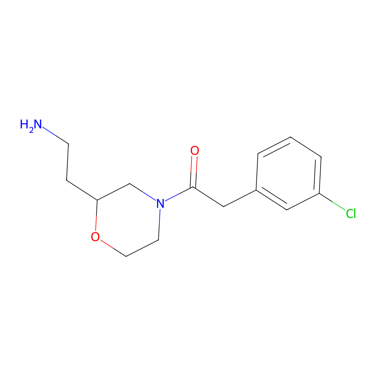 (2-{4-[(3-Chlorophenyl)acetyl]morpholin-2-yl}ethyl)amine molecular structure, CAS 1783100-00-4