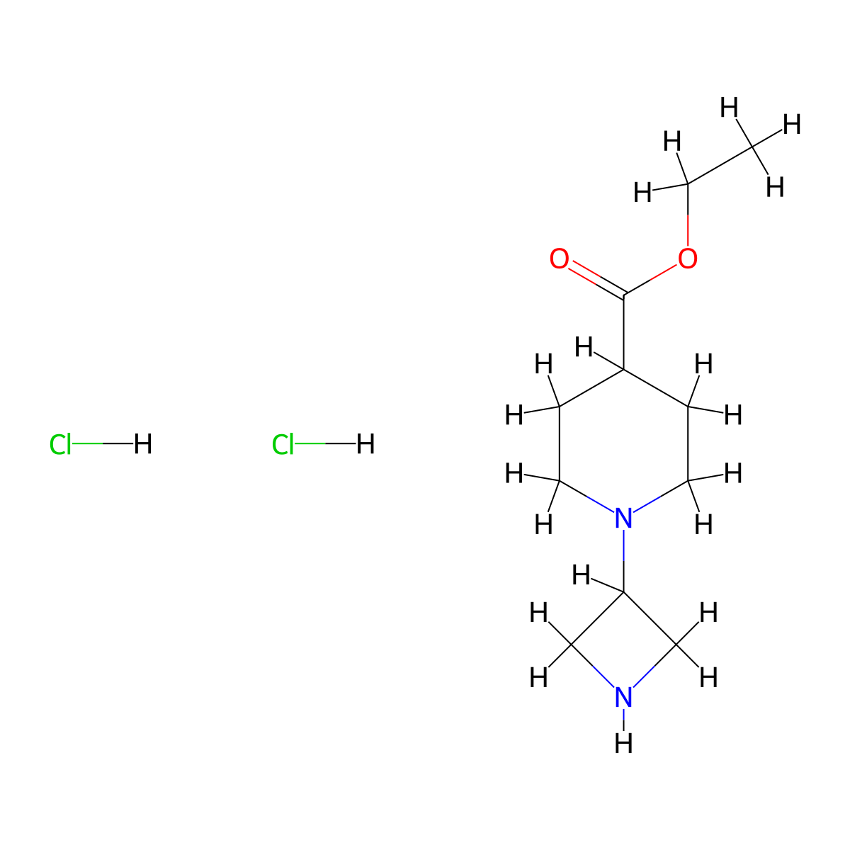 Ethyl 1-(3-azetidinyl)-4-piperidinecarboxylate dihydrochloride molecular structure, CAS 178311-45-0