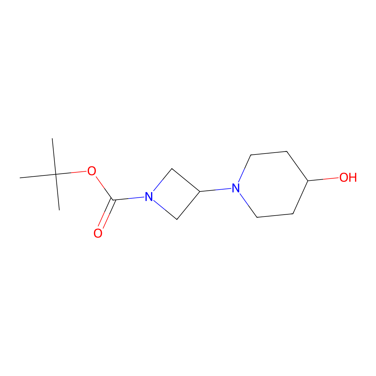 tert-Butyl 3-(4-hydroxypiperidin-1-yl)azetidine-1-carboxylate molecular structure, CAS 178311-46-1