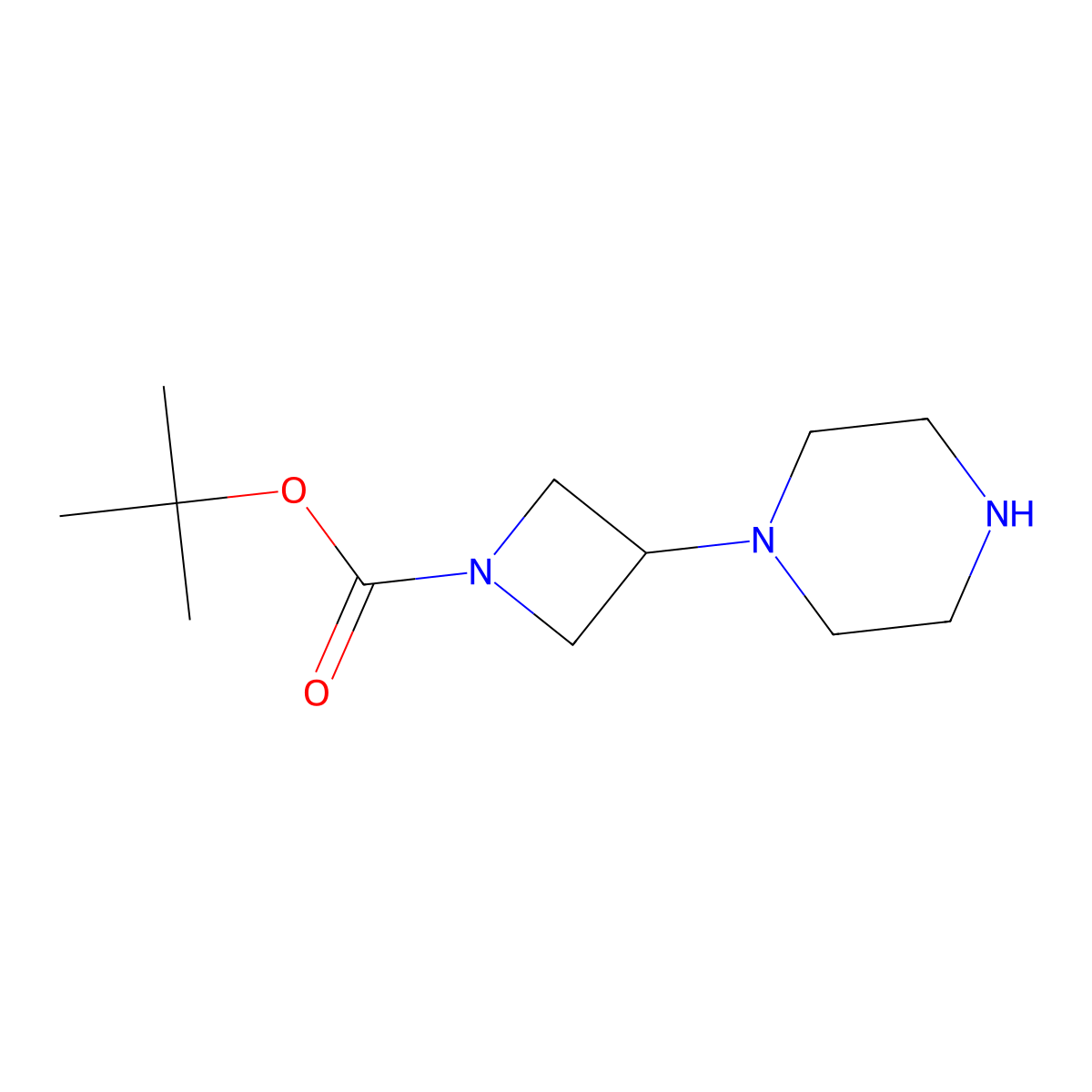 tert-Butyl 3-(piperazin-1-yl)azetidine-1-carboxylate molecular structure, CAS 178311-48-3