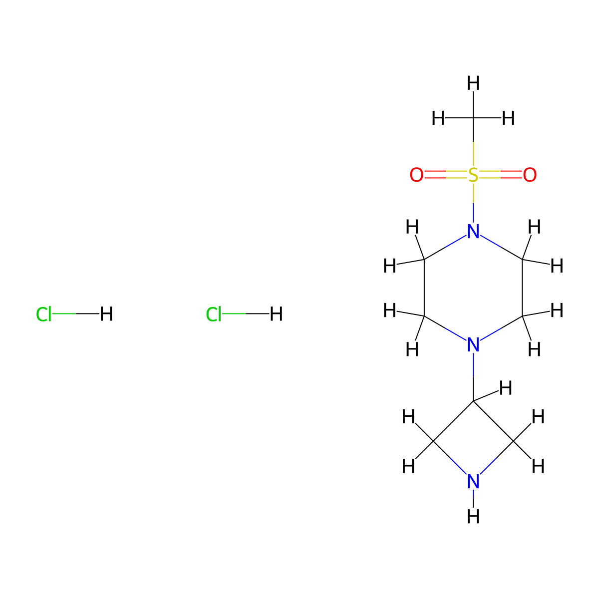 1-(3-Azetidinyl)-4-(mesyl)piperazine dihydrochloride molecular structure, CAS 178312-06-6