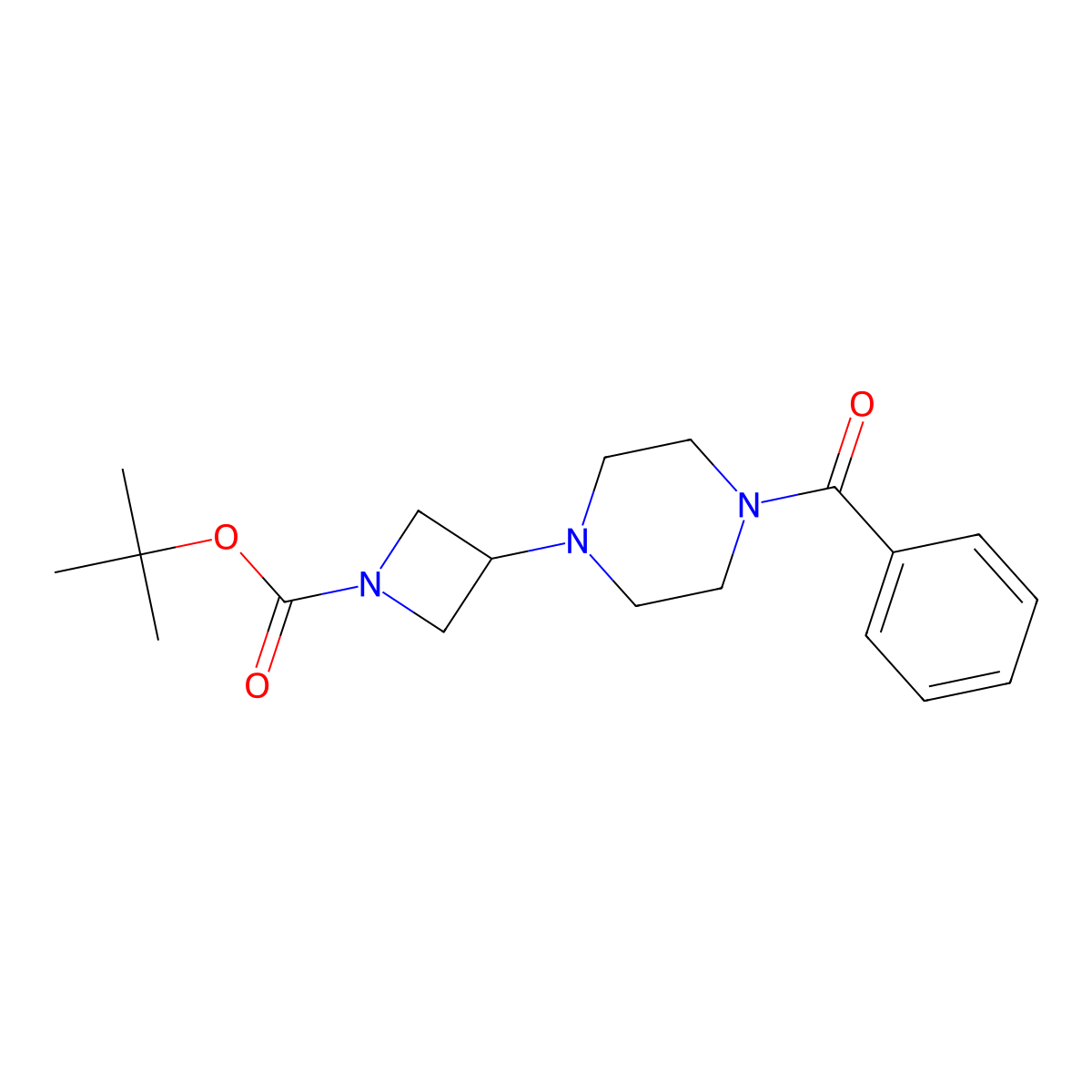 Tert-butyl 3-(4-benzoylpiperazin-1-yl)azetidine-1-carboxylate molecular structure, CAS 178312-24-8