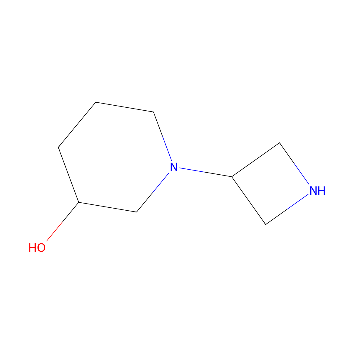 1-(Azetidin-3-yl)piperidin-3-ol molecular structure, CAS 178312-52-2